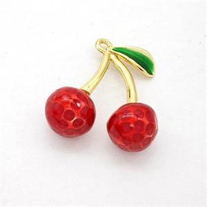 Copper Litchi Stud Earrings Red Painted Gold Plated, approx 19-20mm