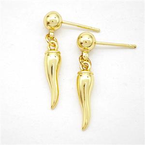 Copper Chili Stud Earrings Gold Plated, approx 4-15mm, 5mm