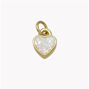 Copper Heart Pendant Pave Fire Opal 18K Gold Plated, approx 7mm