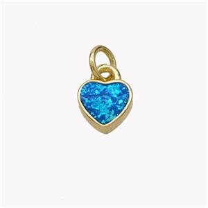 Copper Heart Pendant Pave Fire Opal 18K Gold Plated, approx 7mm