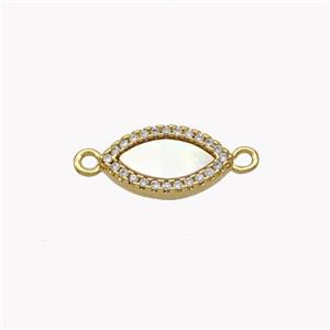 Copper Eye Connector Pave Shell Zirconia 18K Gold Plated, approx 8-13mm