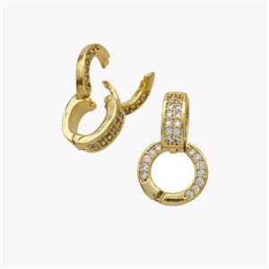 Copper Clasp Bail Pave Zirconia Gold Plated, approx 9mm, 9-14mm