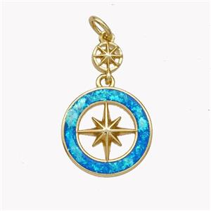 Copper Northstar Pendnat Pave Fire Opal 18K Gold Plated, approx 5mm, 14mm