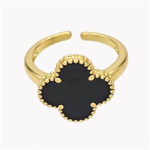 Copper Clover Rings Pave Shell 18K Gold Plated, approx 15mm, 18mm dia