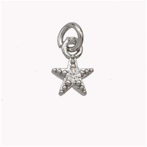 Copper Star Pendant Pave Zirconia Platinum Plated, approx 6mm