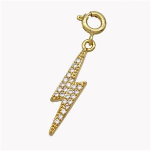 Copper Lightning Pendant Pave Zirconia Gold Plated, approx 6-22mm, 6mm dia