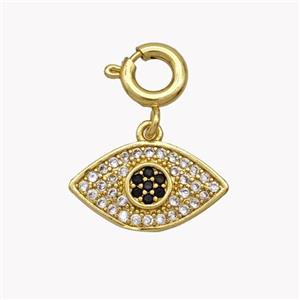 Copper Eye Pendant Pave Zirconia Gold Plated, approx 8-14mm, 6mm dia