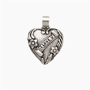 Copper Heart Pendant ILoveU Antique Silver, approx 13mm