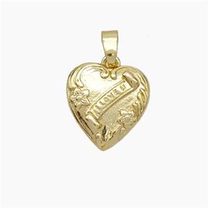 Copper Heart Pendant ILoveU Gold Plated, approx 13mm