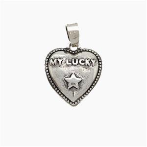 Copper Heart Pendant MyLucky Antique Silver, approx 13mm