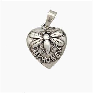 Copper Heart Dragonfly Pendant MyHoney Antique Silver, approx 13mm