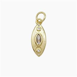 Copper Eye Pendant Pave Zirconia Gold Plated, approx 6.5-15mm