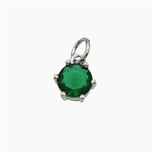 Green Cubic Zirconia Pendant Copper Platinum Plated, approx 8mm