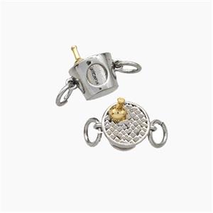 Ice-Bucket Charms Copper Pendant Platinum Plated, approx 8-11mm