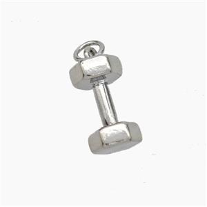 Dumbbell Charms Copper Pendant Sport Platinum Plated, approx 7-14mm