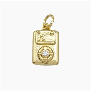 Copper Phone Charms Pendant Pave Zirconia Gold Plated, approx 9-11.5mm