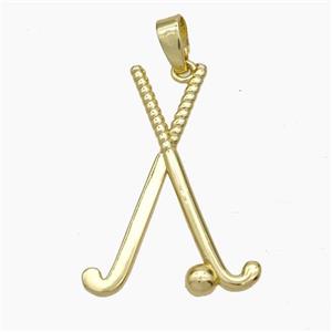 Golf Racket Charms Copper Pendant Sports Gold Plated, approx 18-25mm