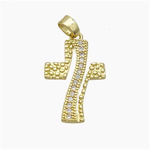 Copper Cross Pendant Pave Zirconia Gold Plated, approx 13-18mm