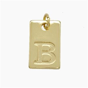 Copper Card Pendant Letter-B Gold Plated, approx 10-16mm