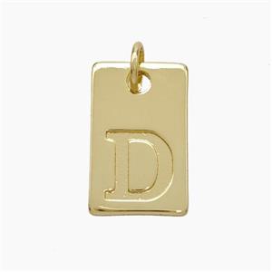 Copper Card Pendant Letter-D Gold Plated, approx 10-16mm