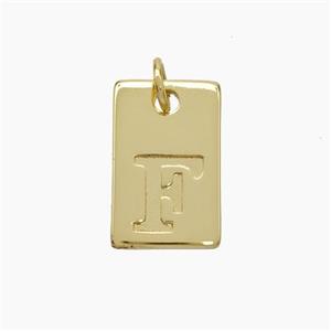 Copper Card Pendant Letter-F Gold Plated, approx 10-16mm