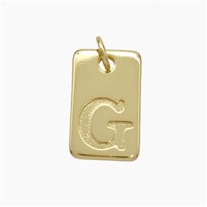 Copper Card Pendant Letter-G Gold Plated, approx 10-16mm