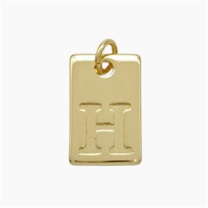 Copper Card Pendant Letter-H Gold Plated, approx 10-16mm