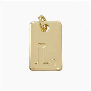 Copper Card Pendant Letter-L Gold Plated, approx 10-16mm