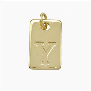 Copper Card Pendant Letter-Y Gold Plated, approx 10-16mm