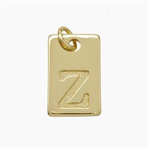 Copper Card Pendant Letter-Z Gold Plated, approx 10-16mm