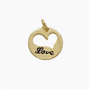 Copper Heart Pendant Enamel Love Gold Plated, approx 12.5mm