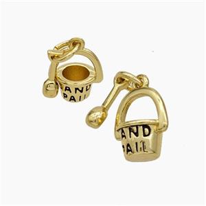 Sand Pail and Shovel Charms Copper Pendant Painted Gold Plated, approx 9-10mm