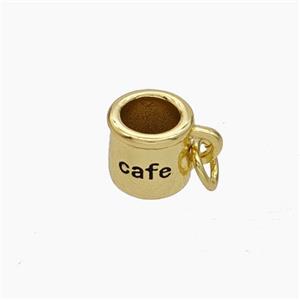 Copper Cafe-Cup Pendant Painted Gold Plated, approx 7-8mm