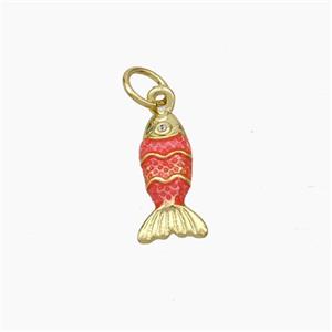 Copper Fish Pendant Red Painted Gold Plated, approx 5-13mm