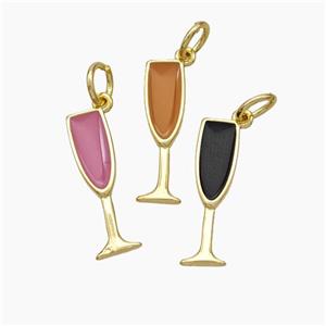 Wine Cup CHarms Copper Pendant Enamel Gold Plated Mixed, approx 5-17mm