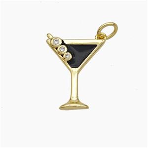 Ice Cream Bottle Drink Cup Charms Copper Pendant Black Enamel Gold Plated, approx 14-17.5mm