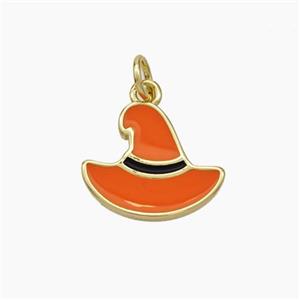 Halloween Hat Charms Copper Pendant Red Enamel Gold Plated, approx 12-15mm