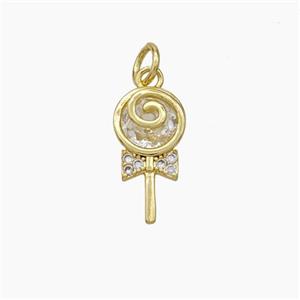 Lollipop Candy Charms Copper Pendant Pave Zirconia Gold Plated, approx 8-15mm