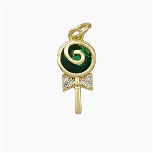 Lollipop Candy Charms Copper Pendant Pave Zirconia Gold Plated, approx 8-15mm