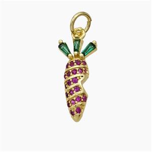 Copper Radish Pendant Micropave Zirconia Gold Plated, approx 5-18mm