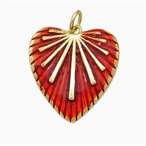 Copper Heart Pendant Red Painted Gold Plated, approx 19-20mm