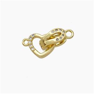 Copper Clasp Pave Zirconia Gold Plated, approx 5-15mm