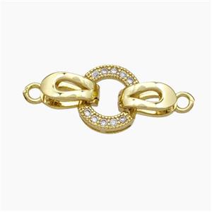 Copper Clasp Pave Zirconia Gold Plated, approx 10-20mm