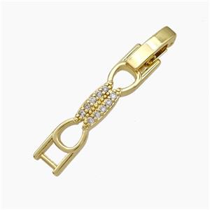 Copper Clasp Pave Zirconia Gold Plated, approx 5-30mm