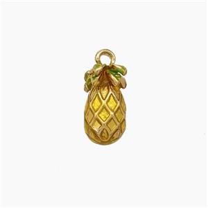 Copper Pineapple Pendant Yellow Enamel Gold Plated, approx 5.5-10mm