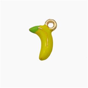 Copper Banana Pendant Yellow Enamel Gold Plated, approx 7-12mm