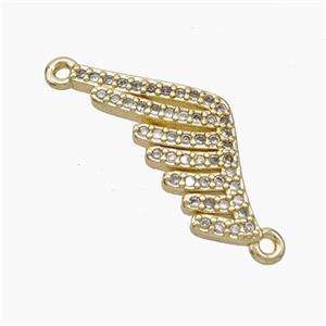 Copper Angel Wings Connector Pave Zirconia Gold Plated, approx 10-20mm