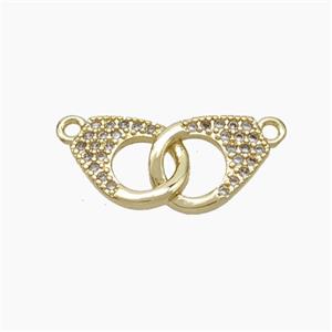 Copper Handcuff Pendant Pave Zirconia Gold Plated, approx 8-18mm