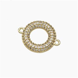 Copper Circle Connector Pave Zirconia Gold Plated, approx 16mm