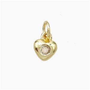 Copper Heart Pendant Pave Zirconia Gold Plated, approx 6mm